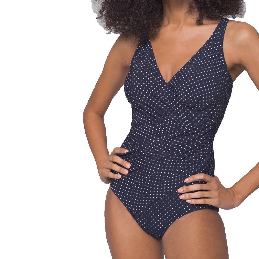 Miraclesuit Oceanus One Piece Swimsuit Women Size 18 Blue Dots